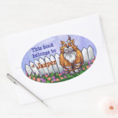 ジンジャーキャットライブラリー蔵書票 楕円形シール (封筒)