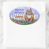 ジンジャーキャットライブラリー蔵書票 楕円形シール (バッグ)