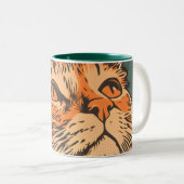 ジンジャーキャットヴィンテージリノプリント ツートーンマグカップ (正面右)