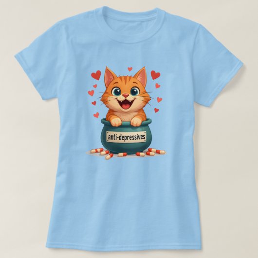 ジンジャークラブ 猫 レッドカラーの猫 Tシャツ (デザイン正面)