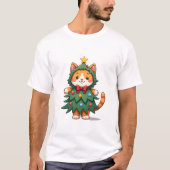 ジンジャークリスマスツリー かわいい猫 クリスマス 3 Tシャツ (正面)