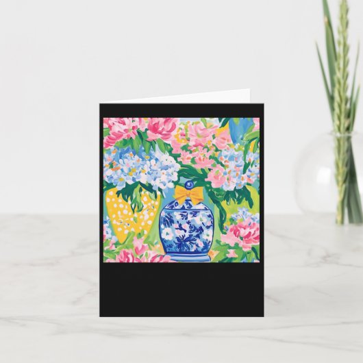 ジンジャージャーに入った春の花ステッカー カード (正面)