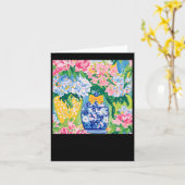 ジンジャージャーに入った春の花ステッカー カード (黄色い花)