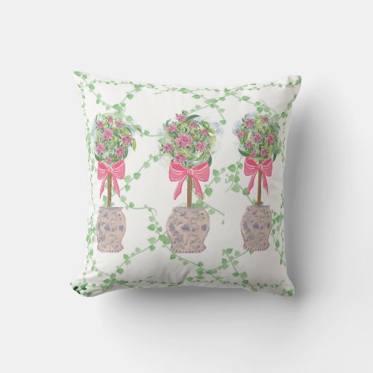 ジンジャージャースジャールジャイルズラティスグリーントピアリーバラ クッション (正面)