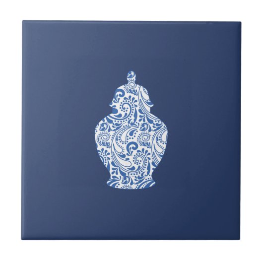 ジンジャージャール陶器の青 タイル (正面)