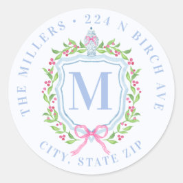 ジンジャージャー&クリスマスベリーズモノグラムアドレス ラウンドシール