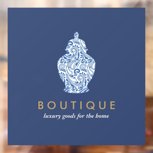 ジンジャージャー ポッタリー ロゴ ブルー ブティック デザイナー ウィンドウサイン (シート2)