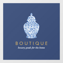 ジンジャージャー ポッタリー ロゴ ブルー ブティック デザイナー ウィンドウサイン