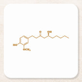 ジンジャージンゲロール分子化学式 スクエアペーパーコースター (正面)
