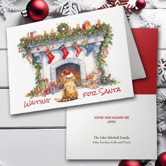ジンジャータビーキャット暖炉クリスマスカード シーズンカード