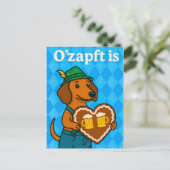 ジンジャーパンとオクトーバーフェストでかわいい犬のハート シーズンポストカード (スタンド正面)