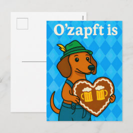 ジンジャーパンとオクトーバーフェストでかわいい犬のハート シーズンポストカード