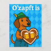ジンジャーパンとオクトーバーフェストでかわいい犬のハート シーズンポストカード (正面)