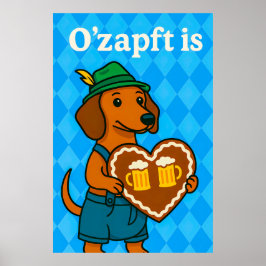 ジンジャーパンとオクトーバーフェストでかわいい犬のハート ポスター