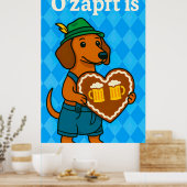 ジンジャーパンとオクトーバーフェストでかわいい犬のハート ポスター (キッチン)