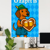 ジンジャーパンとオクトーバーフェストでかわいい犬のハート ポスター (ホームオフィス)