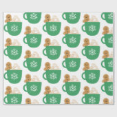 ジンジャーパンとホットチョコレートクリスマス ラッピングペーパー (フラット)