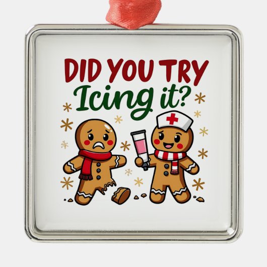 ジンジャーパンの看病でアイシングおもしろいしてみた? メタルオーナメント (正面)