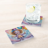 ジンジャーピエロガールバルーンガラスコースター ガラスコースター (アングル)