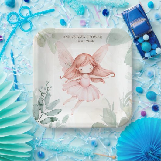 ジンジャーフェアリーガールベビーシャワー ペーパープレート (パーティー)