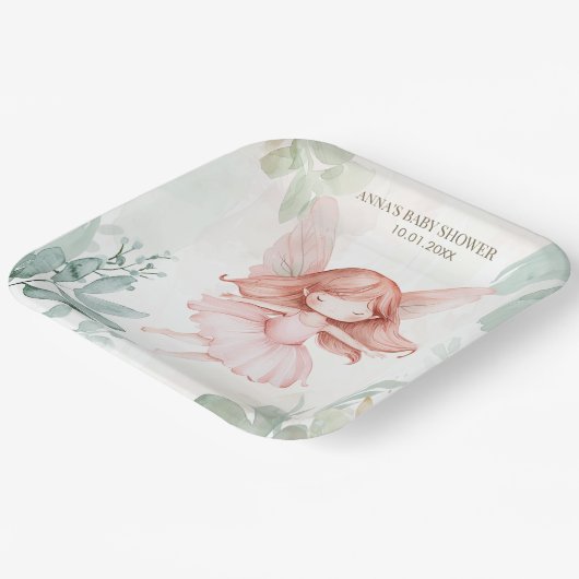 ジンジャーフェアリーガールベビーシャワー ペーパープレート (傾斜あり)