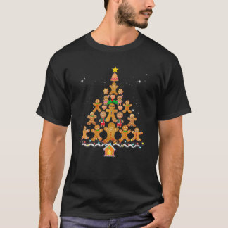 ジンジャーブすてきレッドクリスマスツリーティージンジャーブレッドD Tシャツ