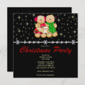 ジンジャーブエレガントレッドファミリー&スターズかわいいクリスマ 招待状 (正面/裏面)