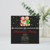 ジンジャーブエレガントレッドファミリー&スターズかわいいクリスマ 招待状 (スタンド正面)