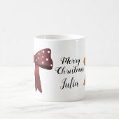 ジンジャーブレッエレガントドシックな赤い弓と白いドット コーヒーマグカップ (中央)