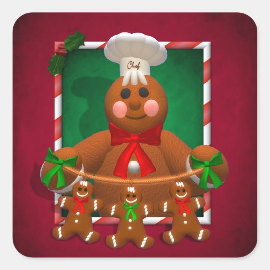 ジンジャーブレッドおもしろいファミリー スクエアシール (正面)