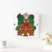 ジンジャーブレッドおもしろいファミリー スクエア壁時計 (ホーム)