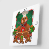 ジンジャーブレッドおもしろいファミリー スクエア壁時計 (傾斜)