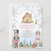 ジンジャーブレッドくるみ割りランド・オブ・スイーツ1歳の誕生日 招待状 (正面)