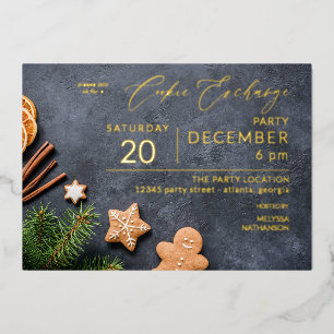 ジンジャーブレッドとオレンジクッキーの交換パーティー 箔招待状