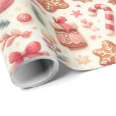 ジンジャーブレッドとオーナメントクリスマスパターン ラッピングペーパー (ロールコーナー)