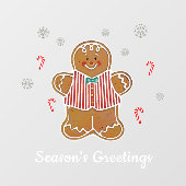 ジンジャーブレッドとキャンディーキャンズシーズンの挨拶 ウィンドウサイン (シート)