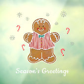 ジンジャーブレッドとキャンディーキャンズシーズンの挨拶 ウィンドウサイン (シート3)