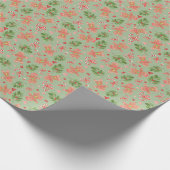 ジンジャーブレッドとホリーの枝グリーンラッピング紙 ラッピングペーパー (角)