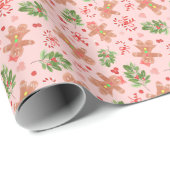 ジンジャーブレッドとホリーピンク ラッピングペーパー (ロールコーナー)