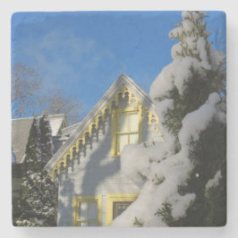 ジンジャーブレッドと冬の雪 – マーサのブドウ園 ストーンコースター