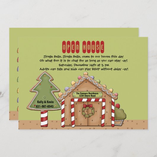 ジンジャーブレッドのオープンハウスの招待状 招待状 (正面/裏面)