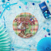 ジンジャーブレッドのカップルキャンデーの店の紙皿 ペーパープレート (パーティー)