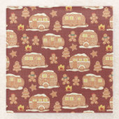 ジンジャーブレッドのキャンパークリスマス ガラスコースター (正面)