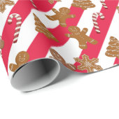 ジンジャーブレッドのクッキーとキャンディストライプカン ラッピングペーパー (ロールコーナー)