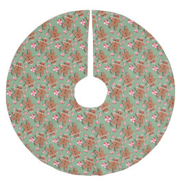 ジンジャーブレッドのクッキーキャンデーの緑 ブラッシュドポリエステルツリースカート