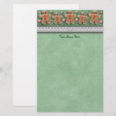 ジンジャーブレッドのクッキーキャンデーは緑を振りかけます 便箋 (正面/裏面)