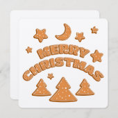 ジンジャーブレッドのクッキーフォントメリークリスマスカード (正面/裏面)