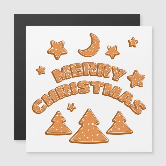 ジンジャーブレッドのクッキーフォントメリークリスマスカード (正面/裏面)