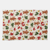 ジンジャーブレッドのクッキー柄のキッチンタオル キッチンタオル (横)