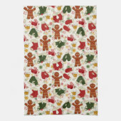 ジンジャーブレッドのクッキー柄のキッチンタオル キッチンタオル (縦)